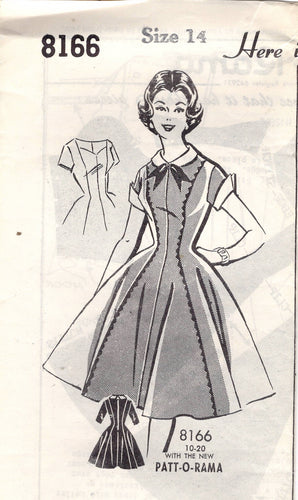 1950's Mail Order Princess Line Dress Pattern with Sweetheart or High Collared neckline - Bust 34