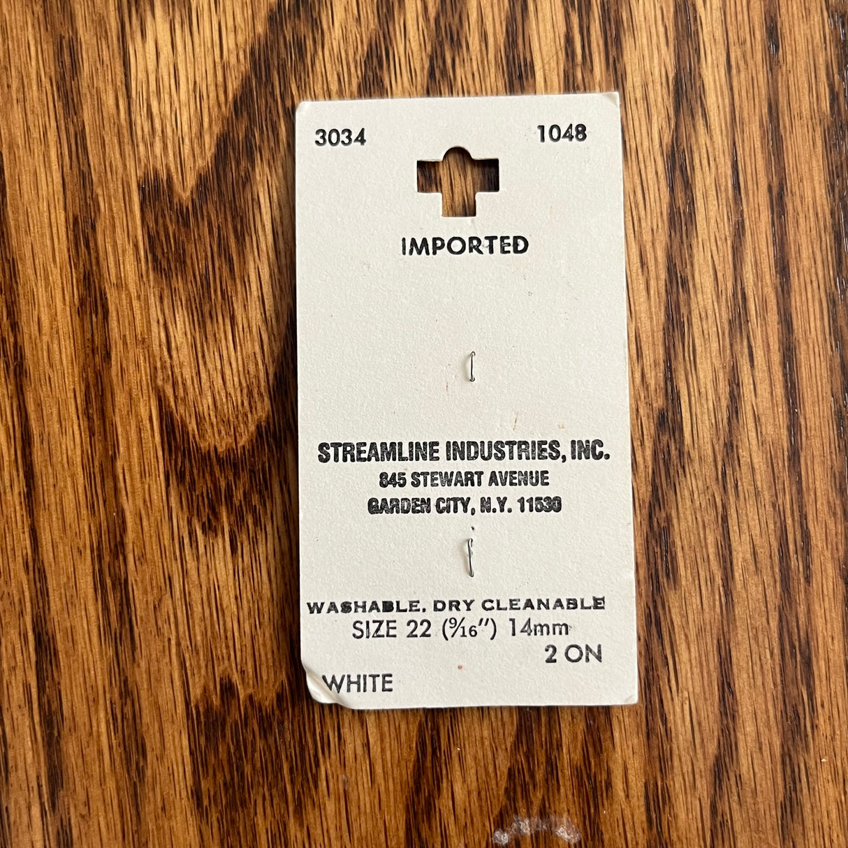 1980’s Streamline White Carved Plastic Buttons - Set of 2 - 9/16" - on card