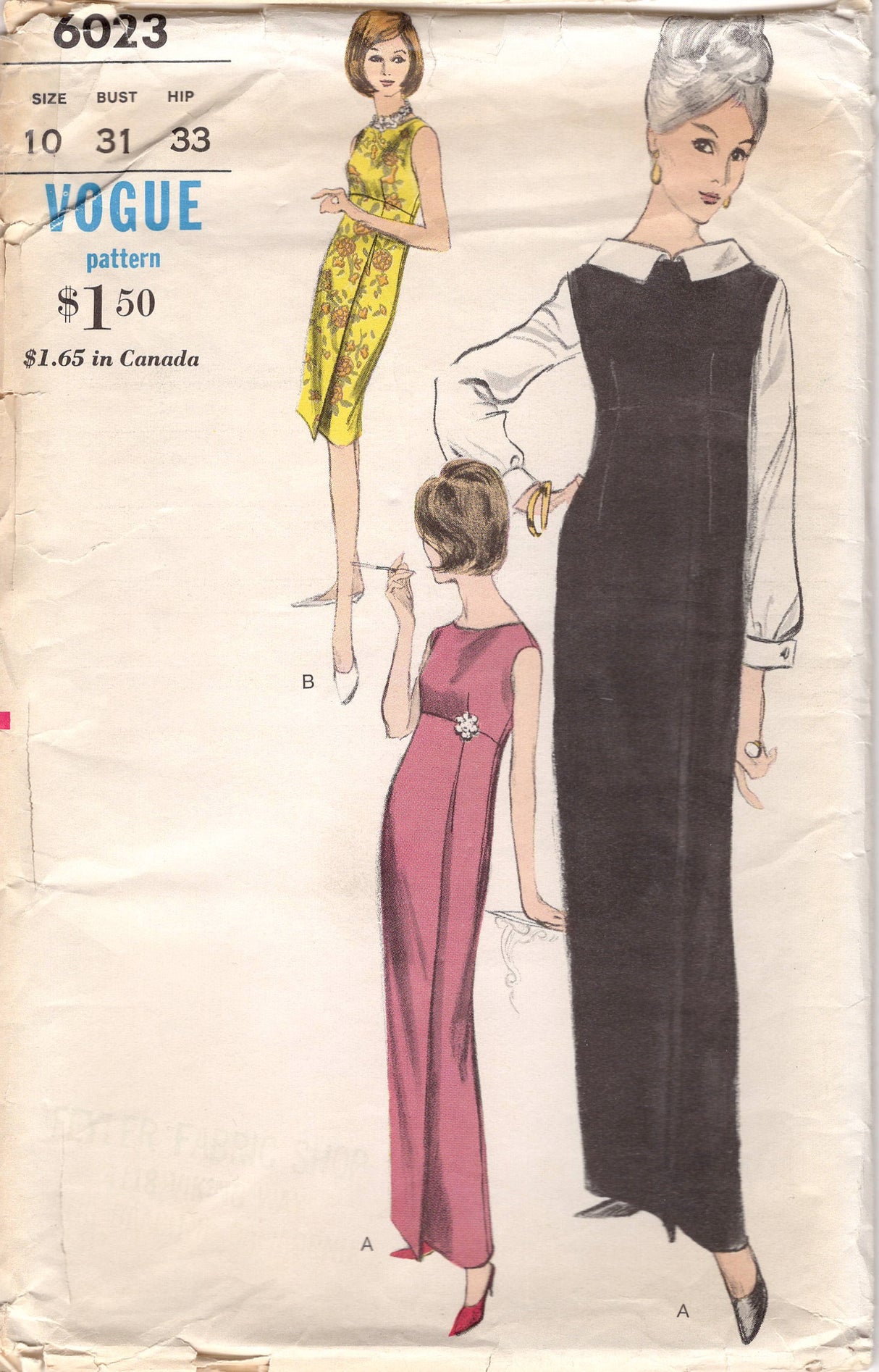 1960's Vogue Sheath Dress and Blouse Pattern - Bust 31" - No. 6623
