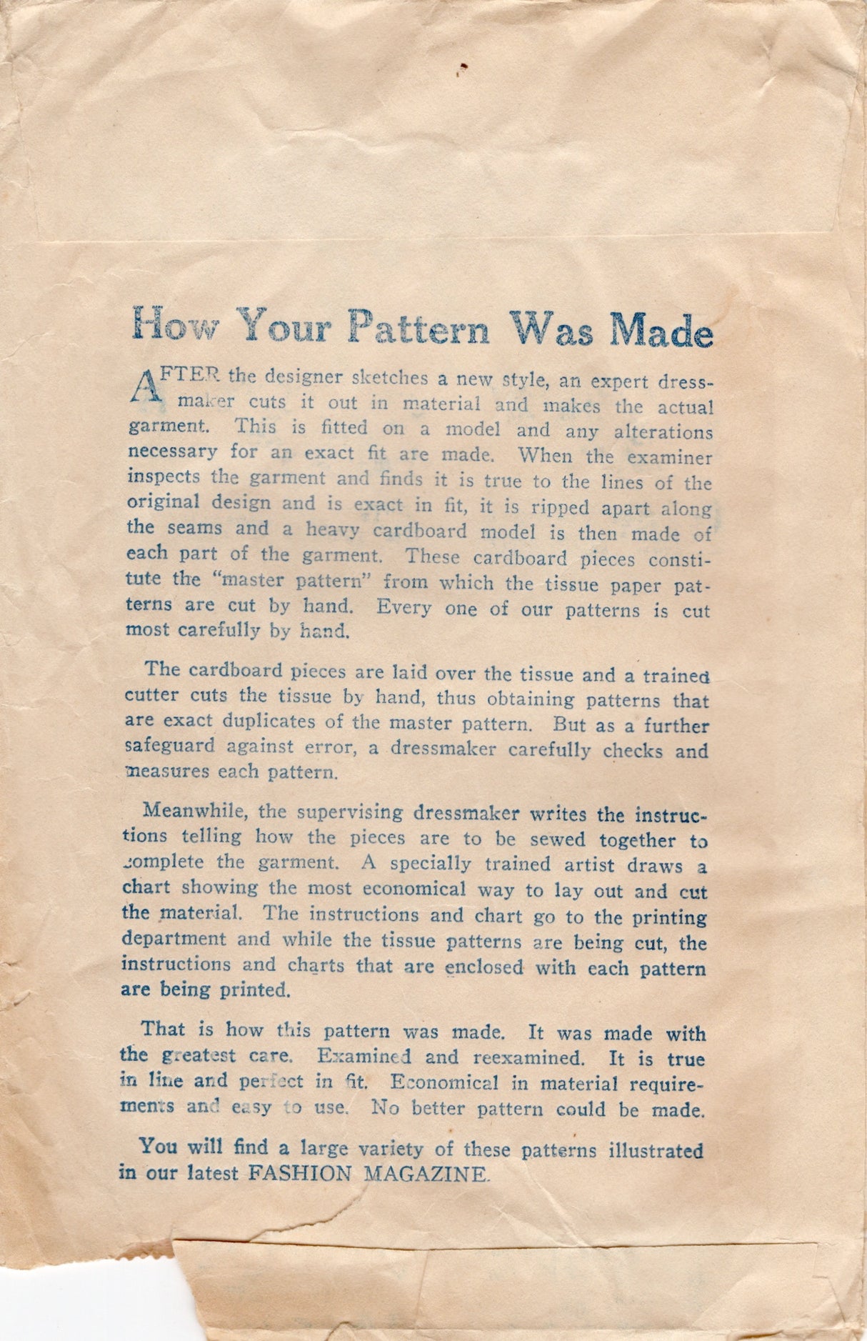 1920's Mail Order One Piece Dress with Accent Shoulder Drape and Skirt Insert Pattern - Bust 36" - No. 3404