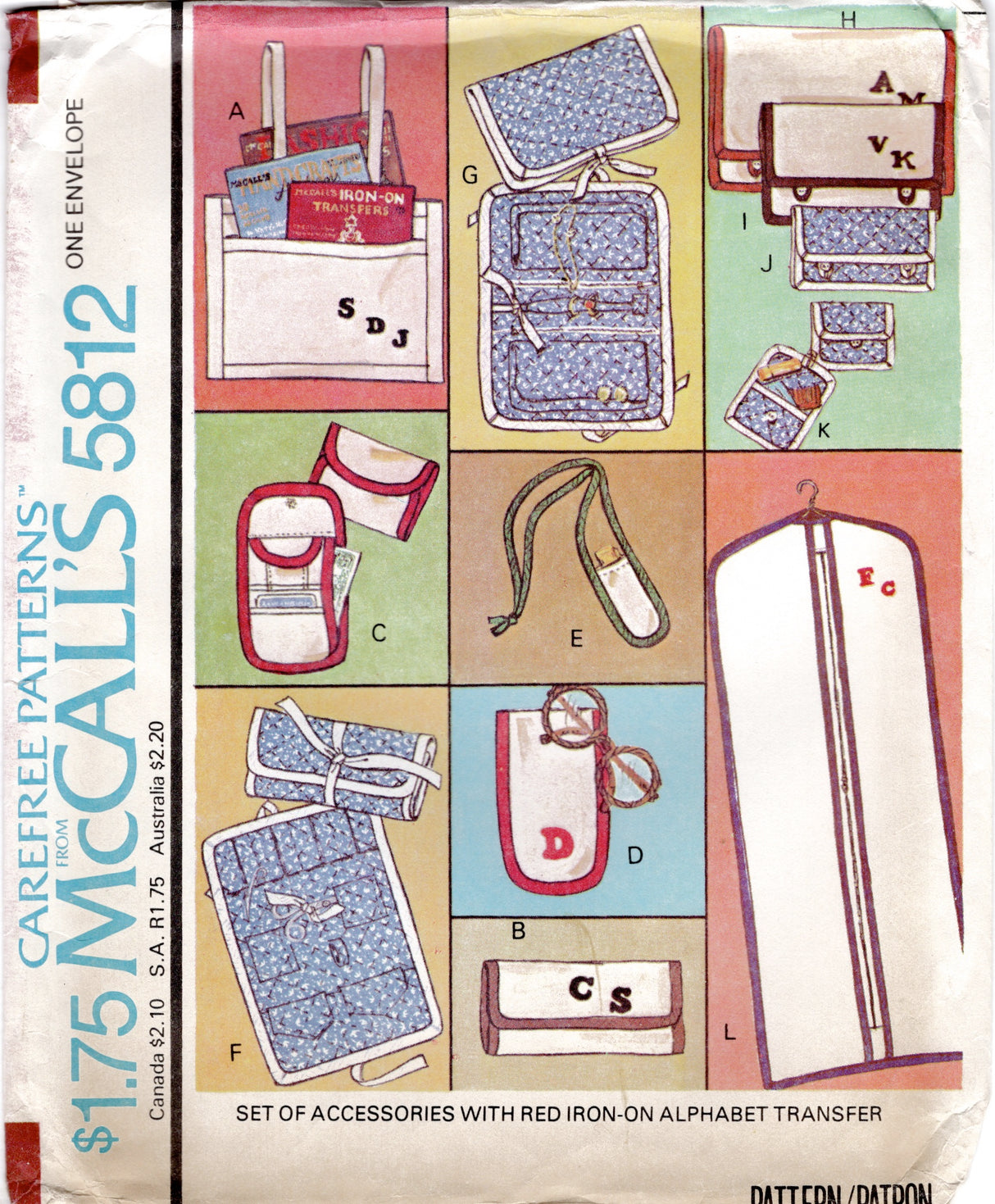 1970's McCall's Bags, Wallets, Cases, and Sewing Kit Pattern - OS - No. 5812