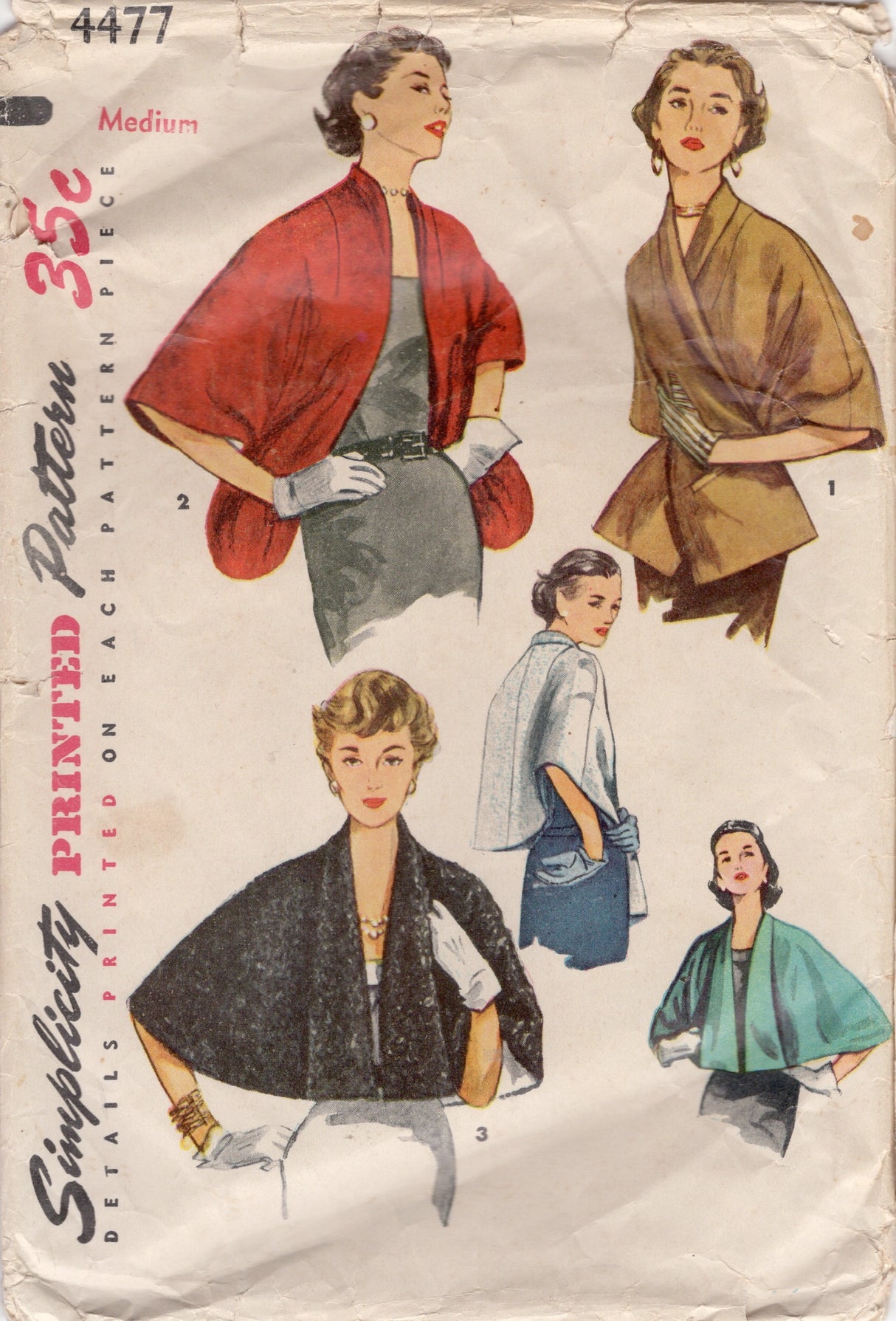 1950's Simplicity Set of Stoles Pattern - Bust 34-36" - No. 4477