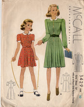 1930's McCall Child's One Piece Zip Front Dress with Pleated Front - Size 10 - Chest 28" - No. 3429