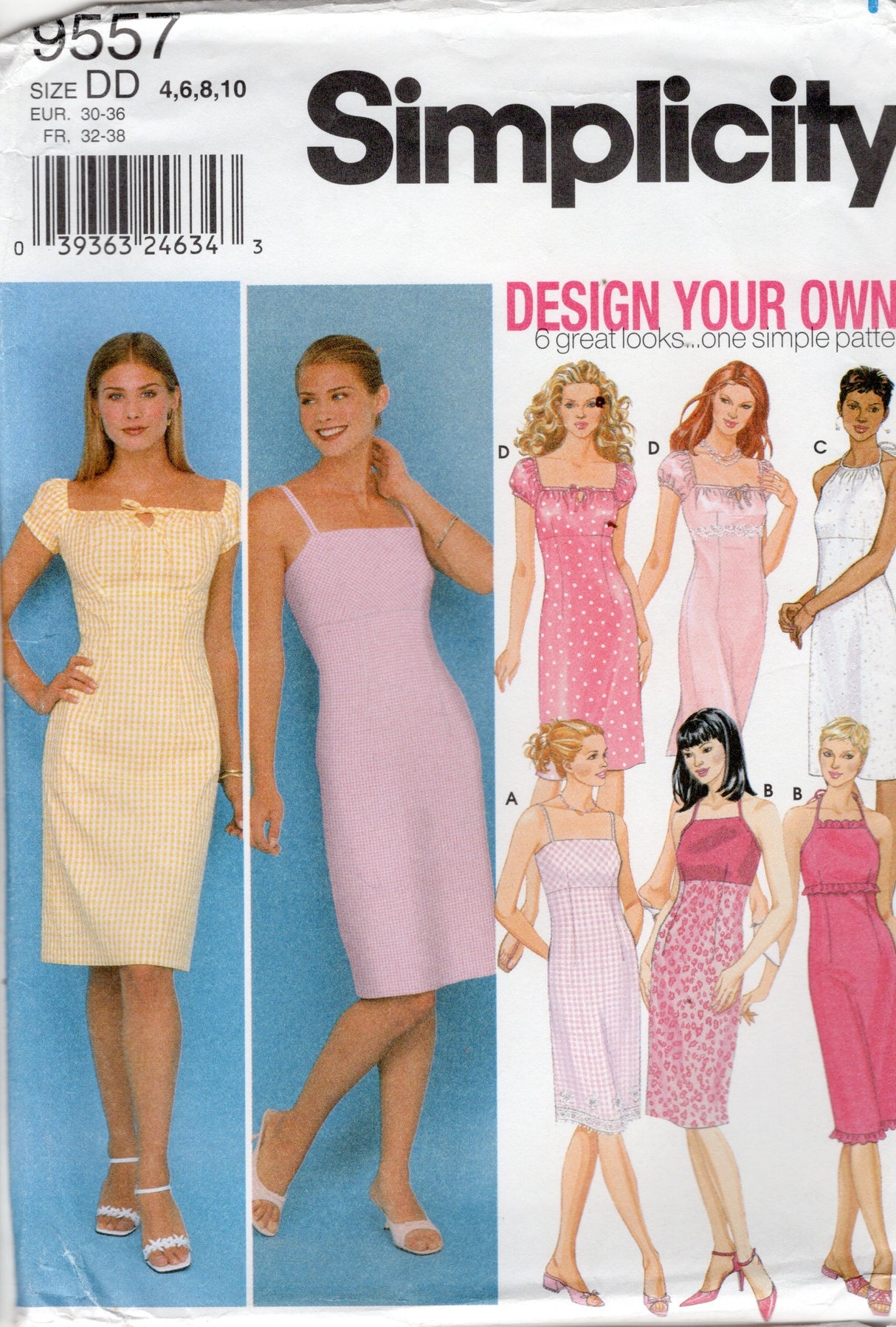 2000's Simplicity Square or Halter Neckline Dress Pattern - Bust 29.5-32.5" - No. 9557