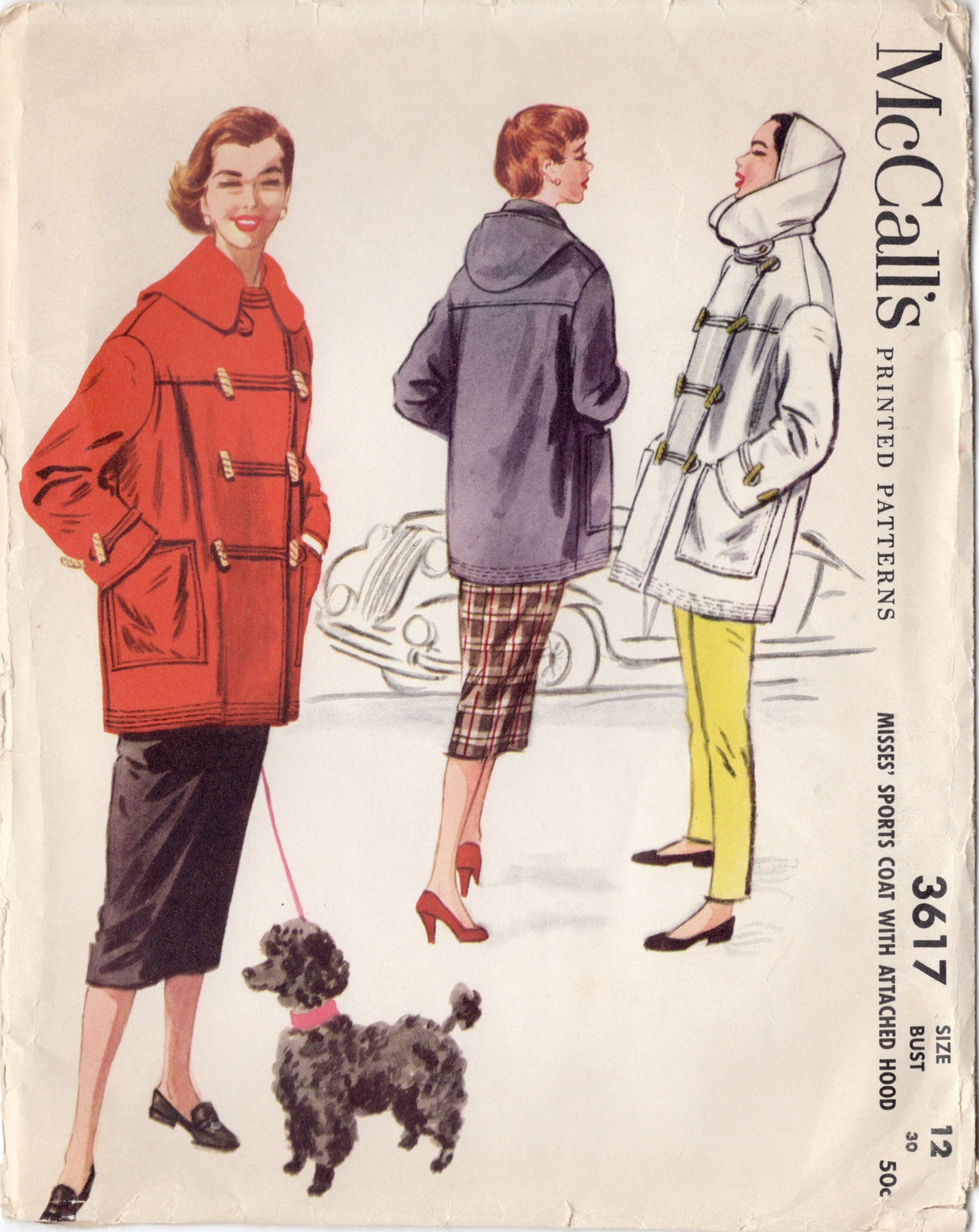 1950's McCall's Sport Coat with or without Attached Hood - Bust 30" - No. 3617