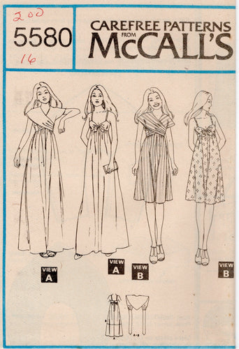 1970's McCall's Sundress and Wrap Cover Up Pattern  - Bust 30.5-38