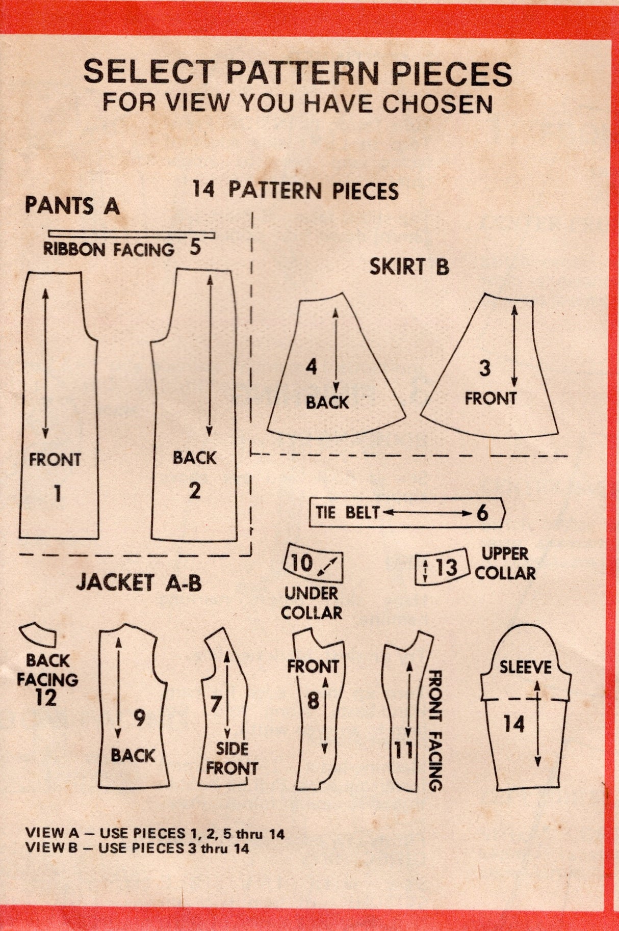 1970's McCall's Unlined Jacket, High Waisted Pants and Flared Mini Skirt Pattern - Bust 33.5" - No. 3870