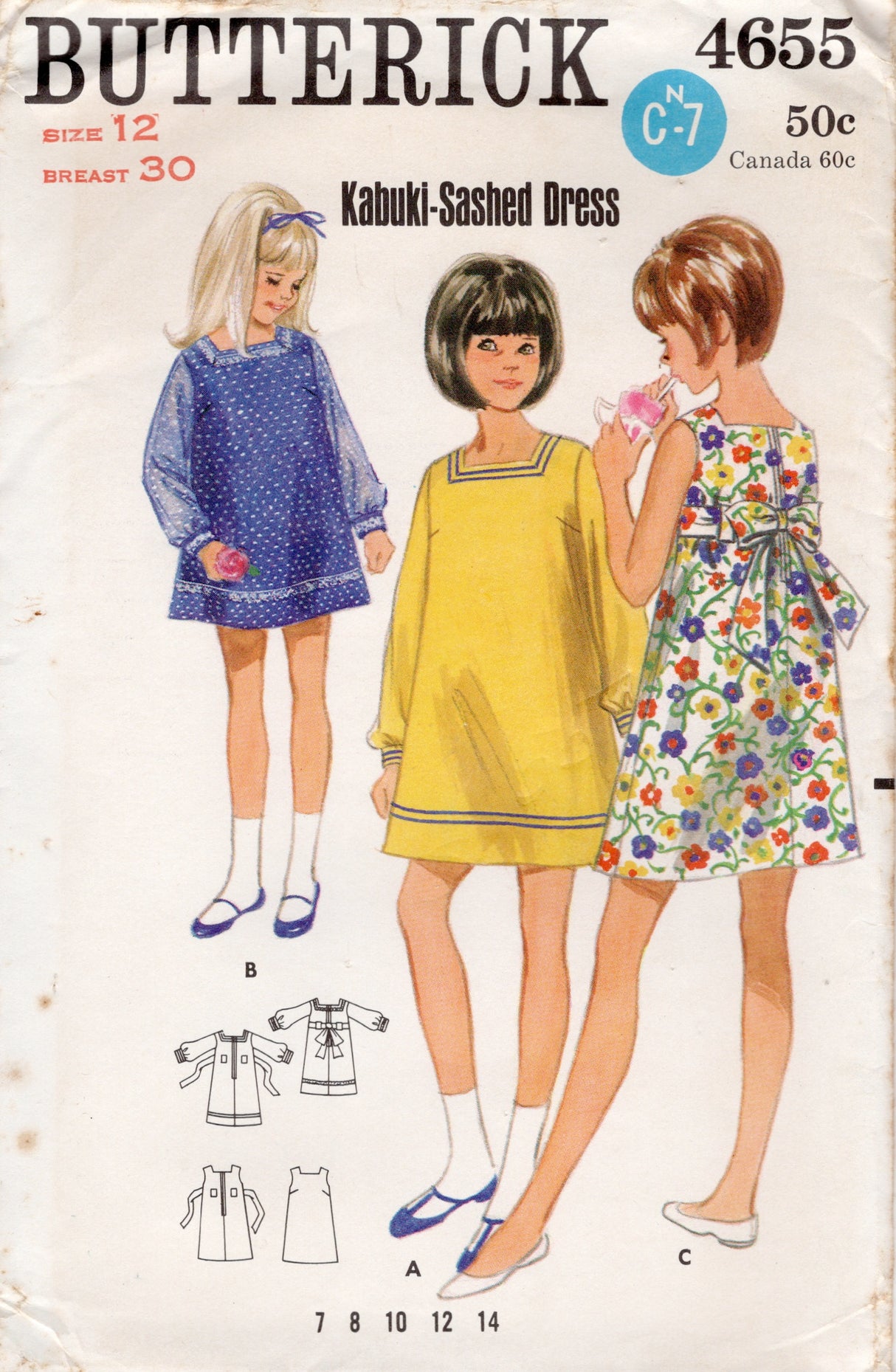 1960's Butterick Child's Dress with Bow Pattern - Bust 30" - No. 4655