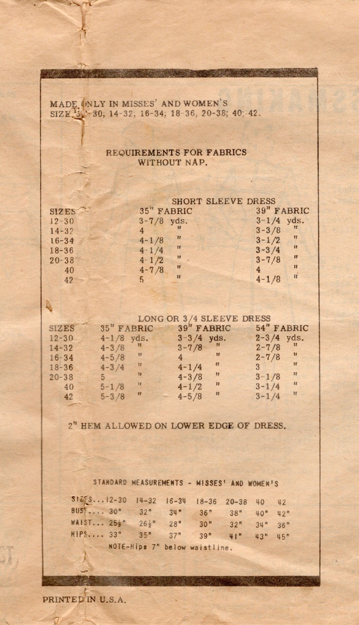 1940's American Weekly Crossover Front Bodice and Matching Skirt One Piece Dress Pattern - Bust 36" - No. 3893