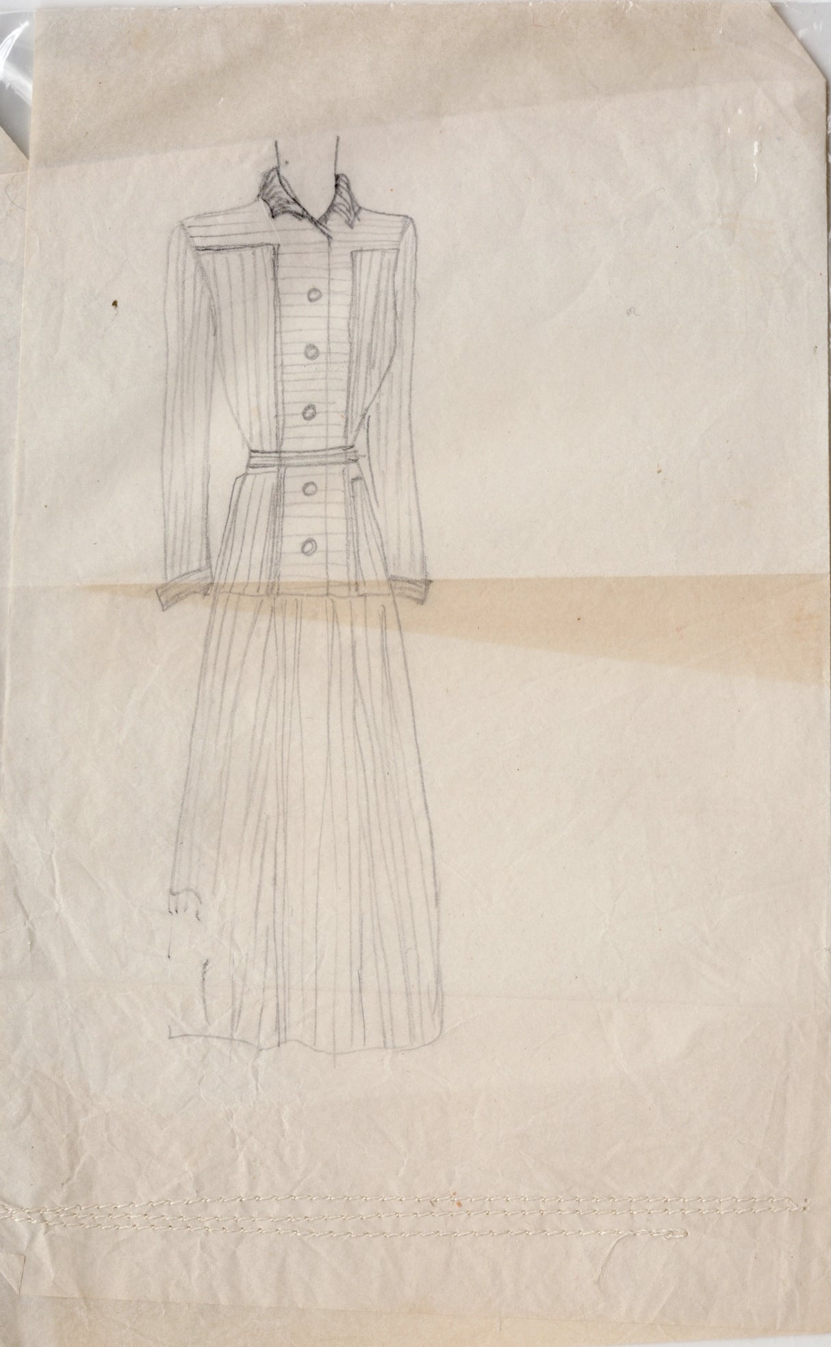 1940's Simplicity Two Piece Dress with T Yoke Detail - Bust 34" - No. 3901