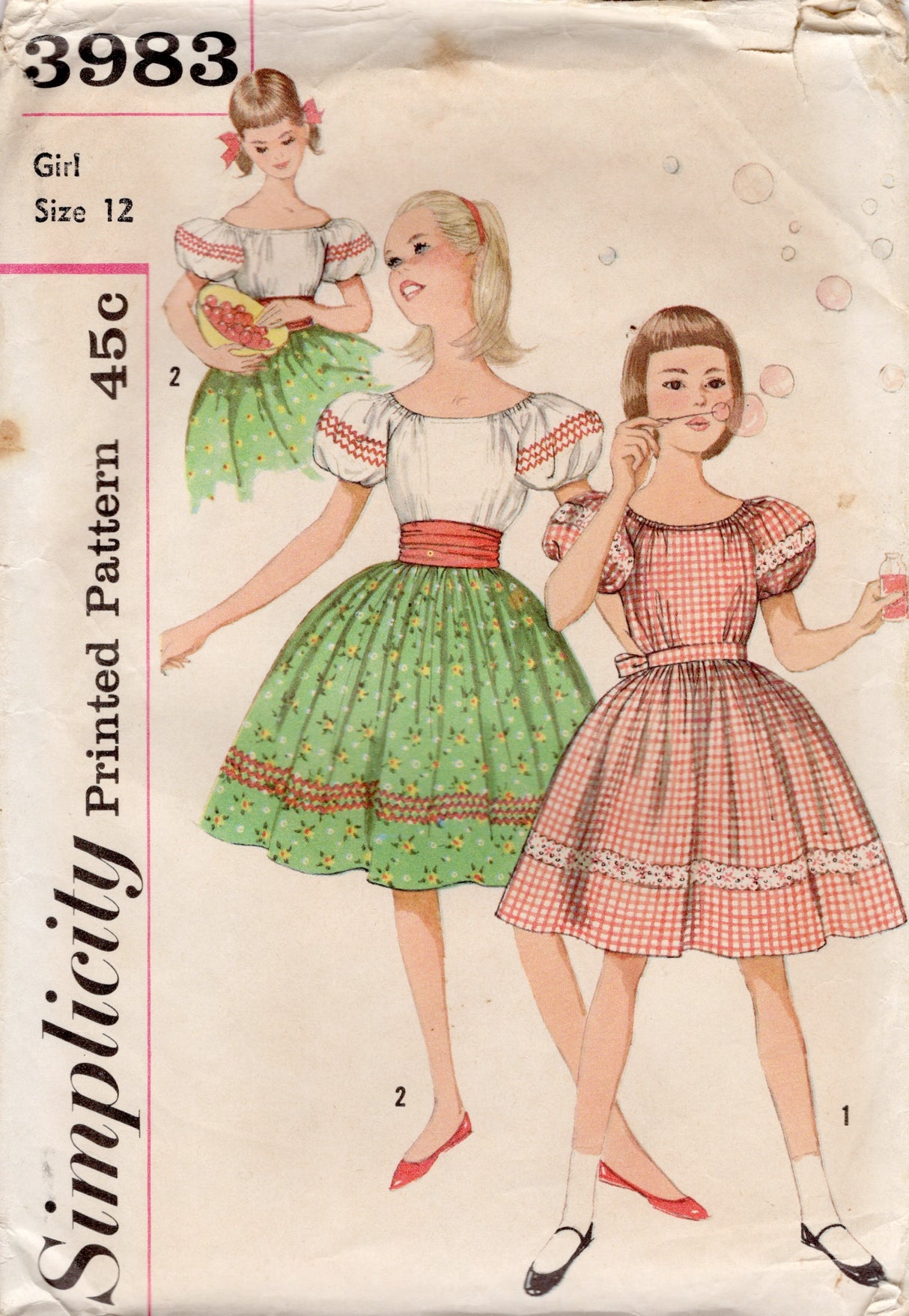 1960's Simplicity Child’s Blouse, Skirt and Cummerbund Pattern – Chest 30” - No. 3983