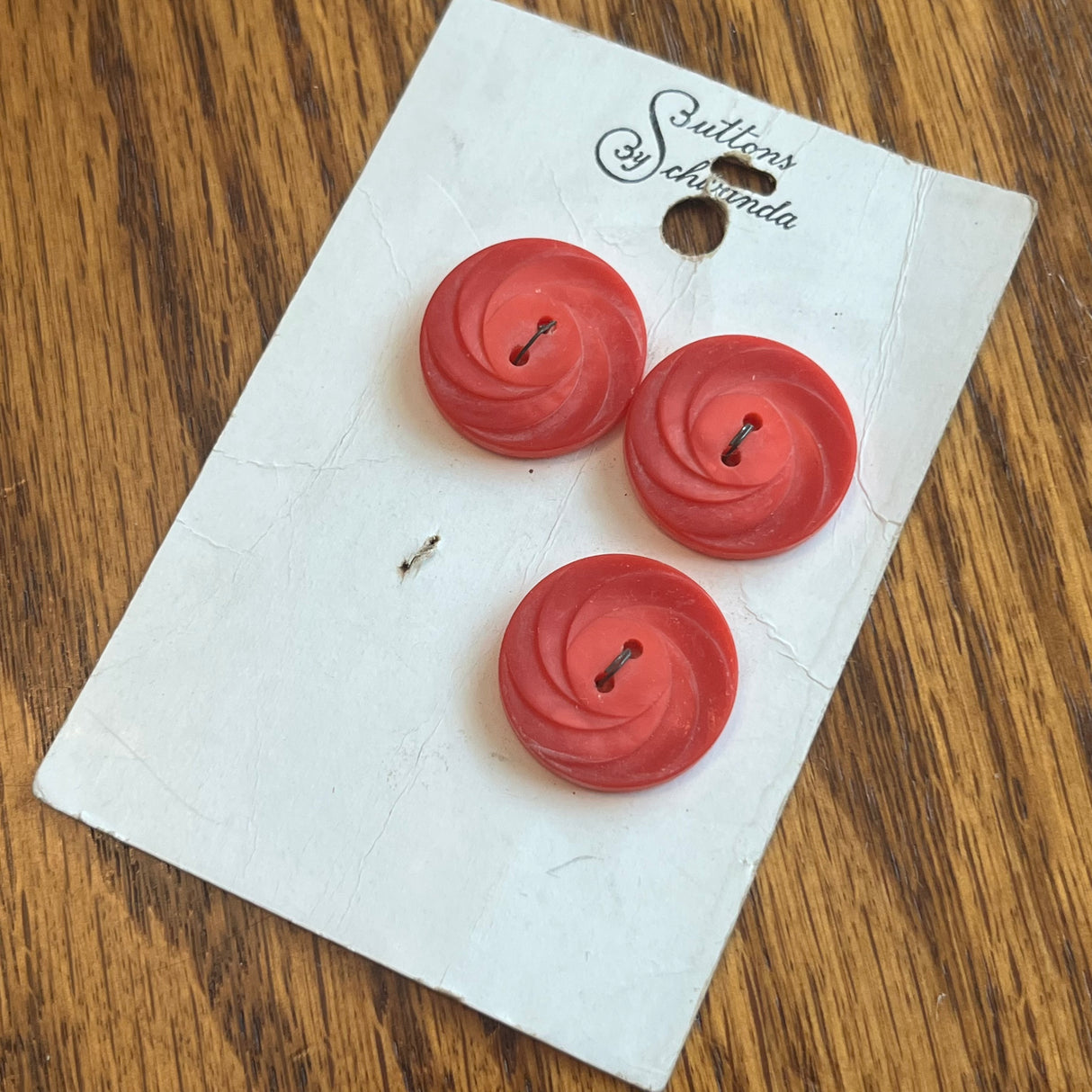 1960’s Buttons by Schwanda Plastic Buttons - Matte Brown - Set of 3 - 7/8” - on card