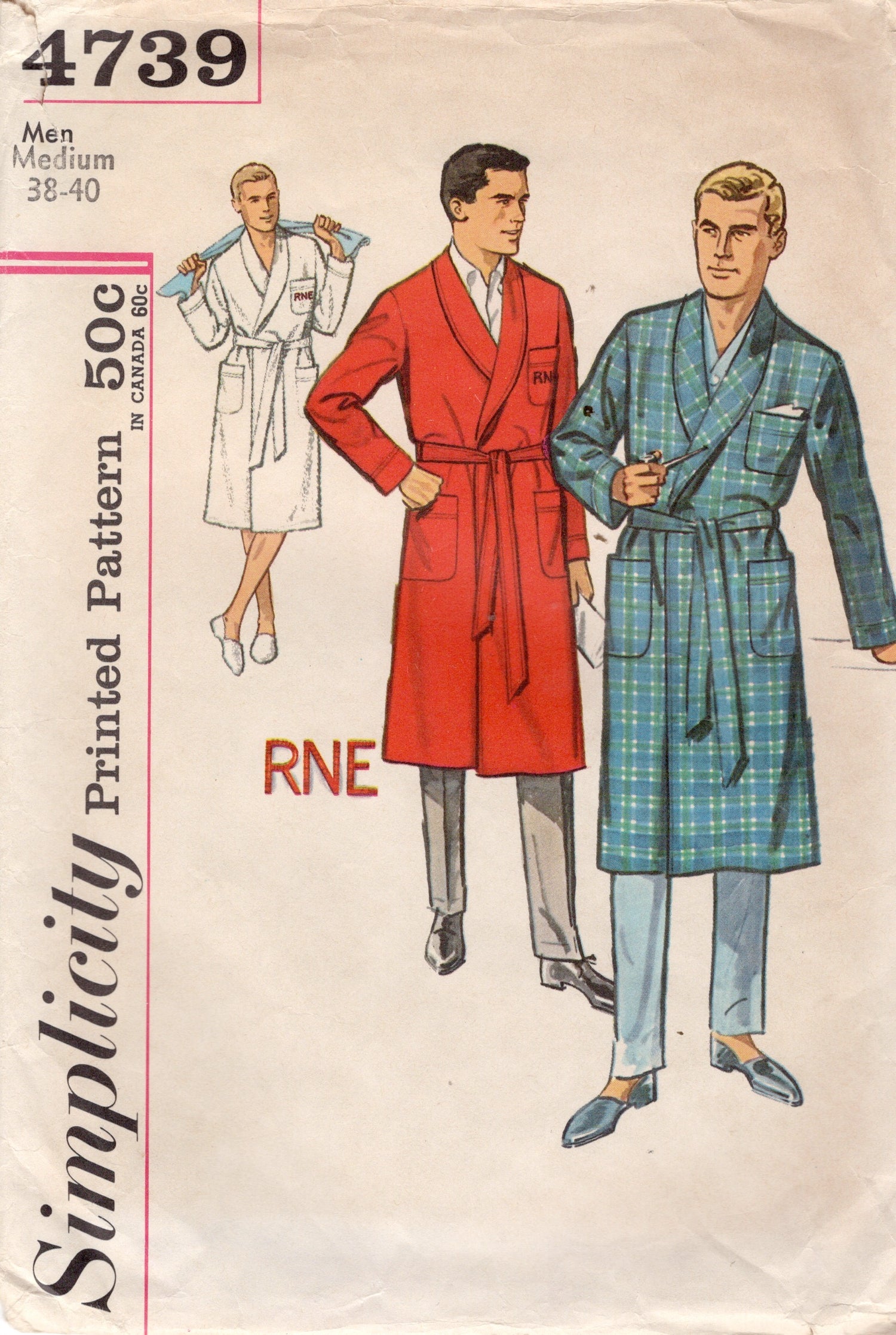 1960's Simplicity Men's Robe Pattern - Chest 38-40" - No. 4739