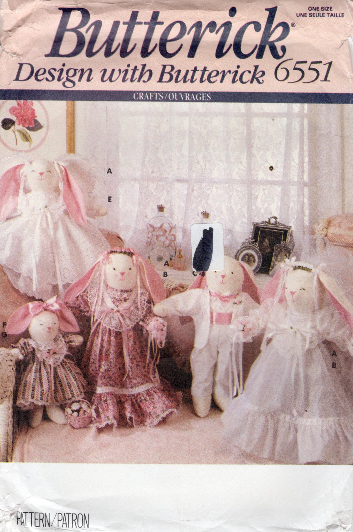 1990's Butterick Stuffed Rabbit Dolls and Wedding Clothing Pattern - No. 6551