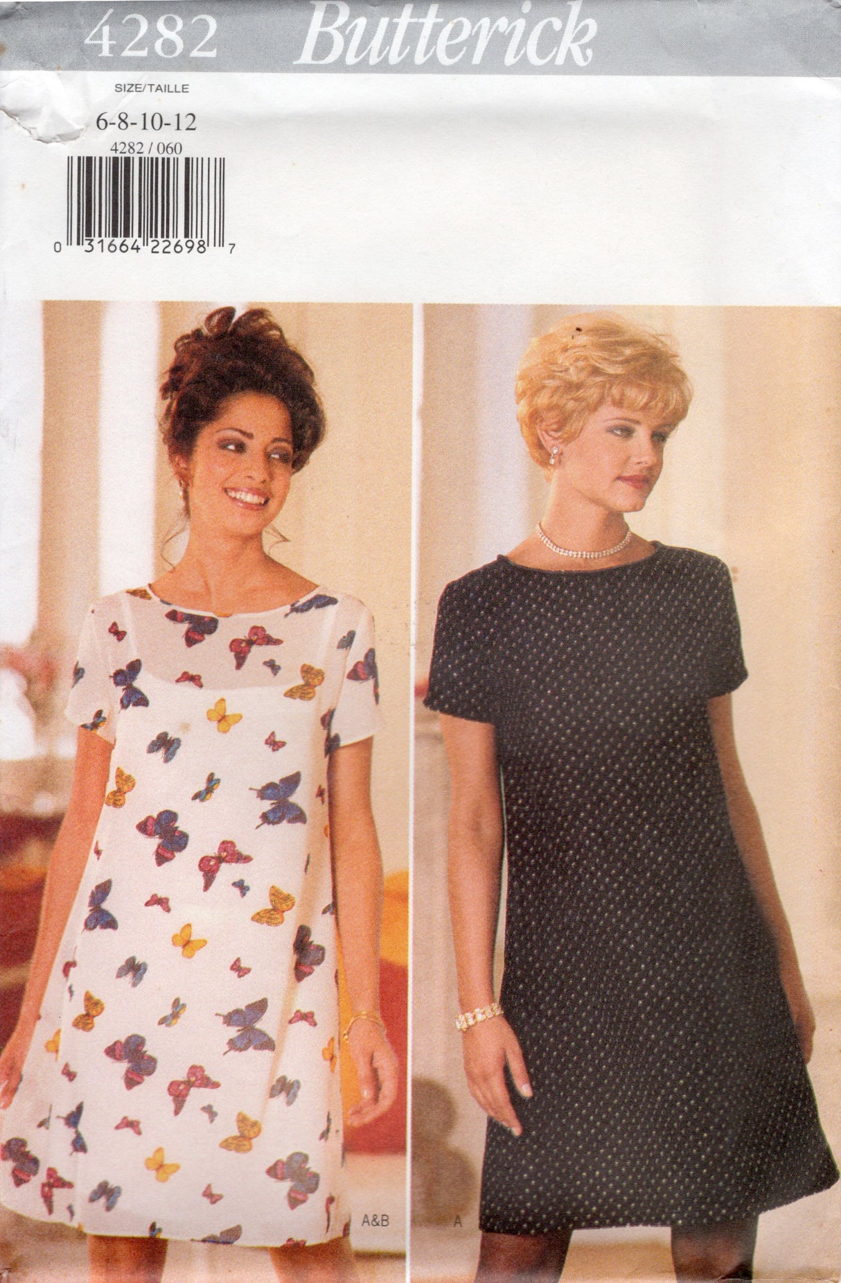 1990's Butterick A-line Dress and Slip Dress Pattern - Bust 30.5-34" - No. 4282