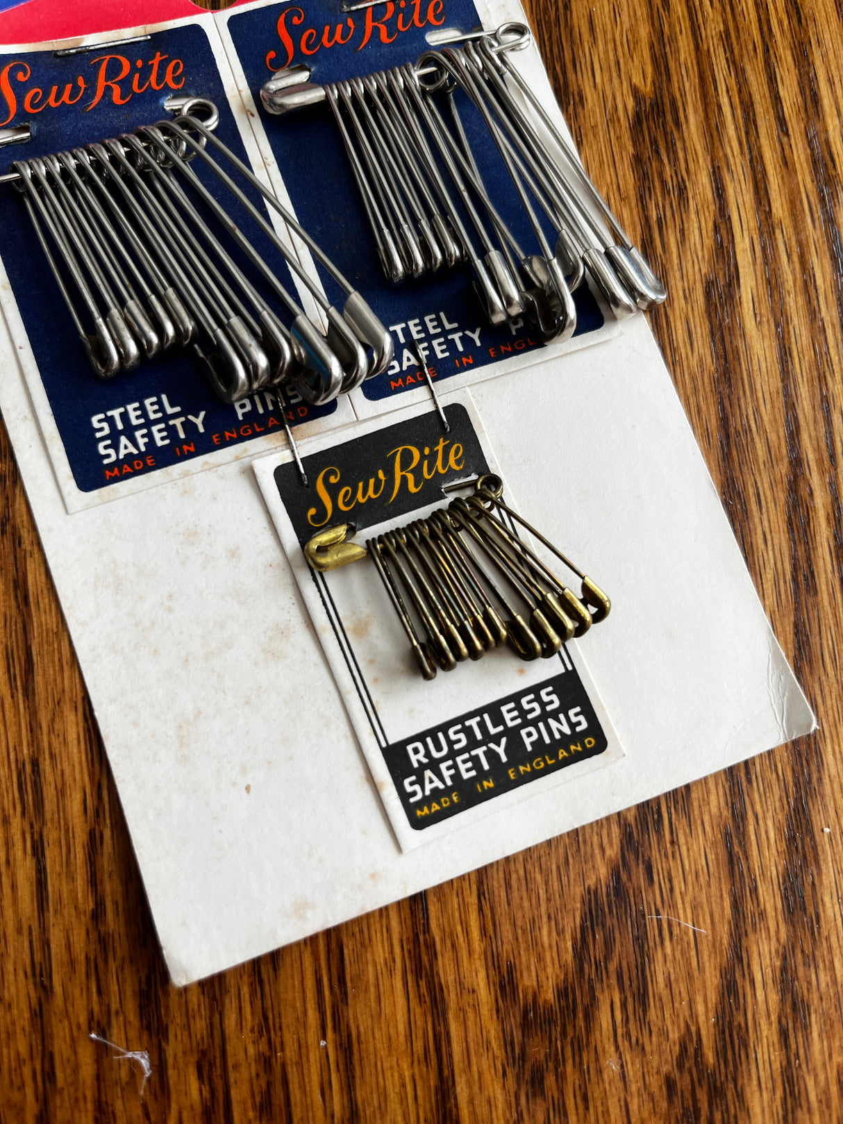 1960's Sew-Rite Safety Pins - Silver tone - NOS