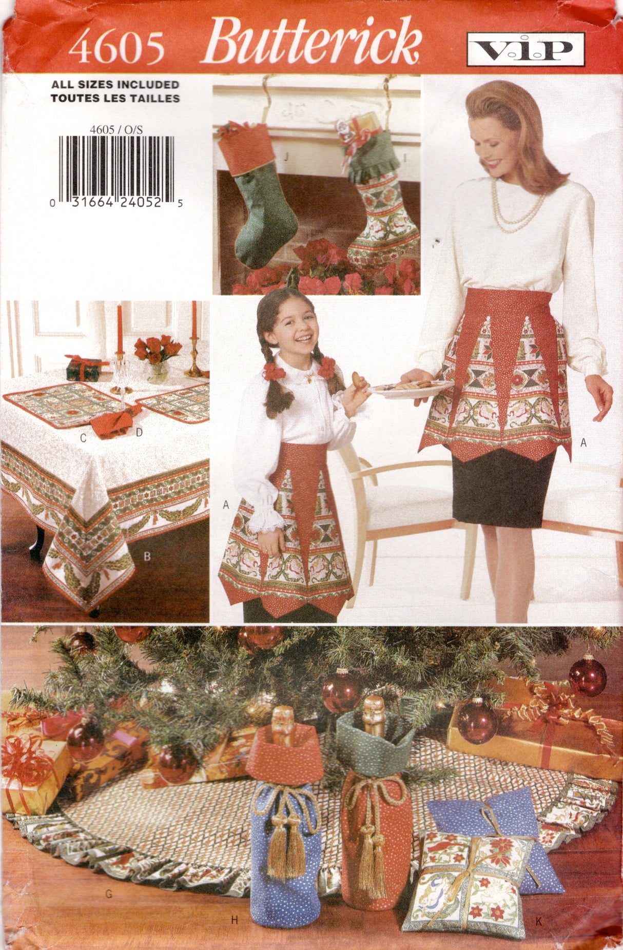 1990's Butterick Christmas Aprons, Pillows, and Crafts pattern - UC/FF -  No. 4605