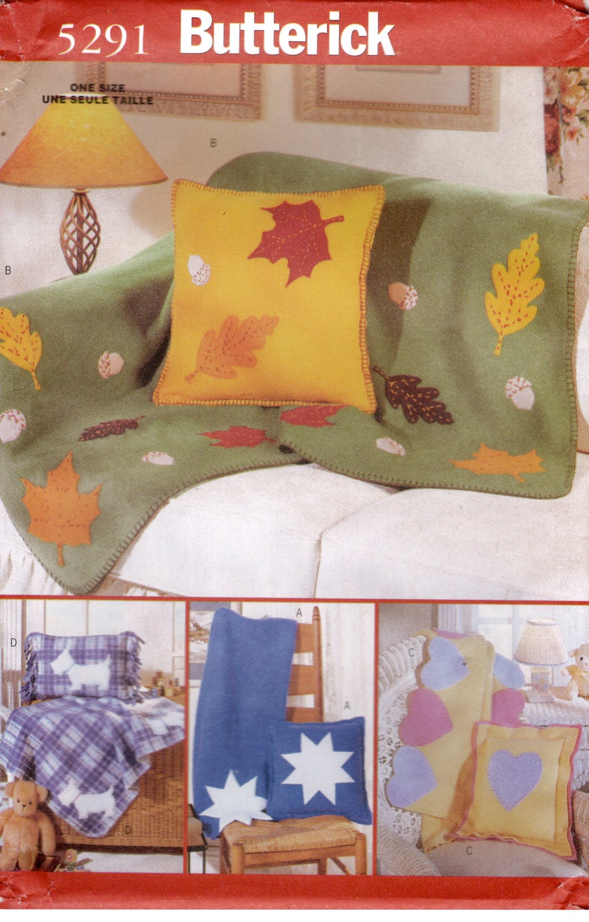 1990's Butterick Blankets with matching Pillows pattern - UC/FF -  No. 5291