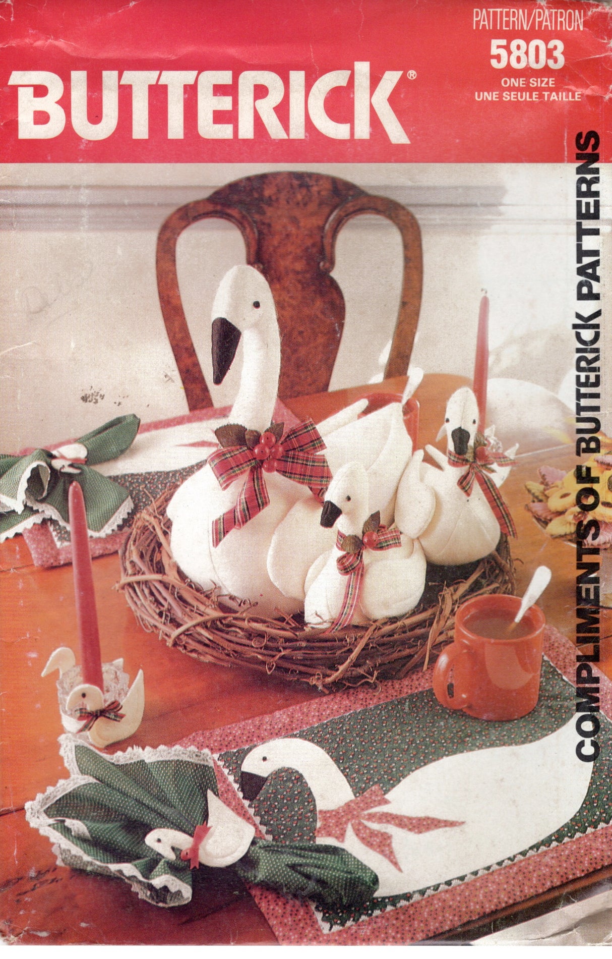 1980's Butterick Christmas Geese Crafts pattern - UC/FF -  No. 5803