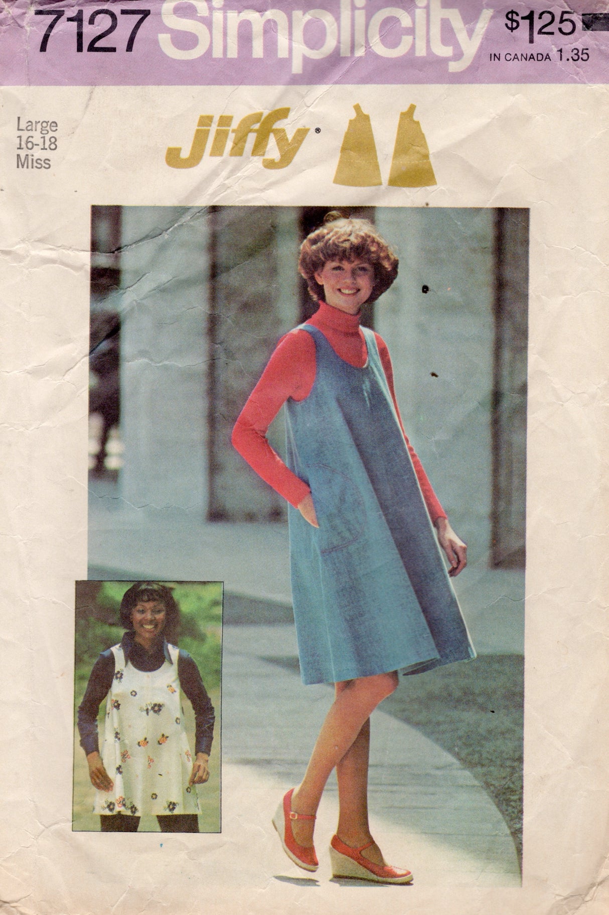 1970's Simplicity Jiffy Tent Dress or Tunic pattern - Bust 38-40" - No. 7127