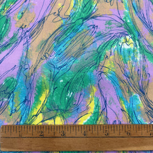 1970’s Pastel Watercolor Squiggles Fabric - Polyester - BTY