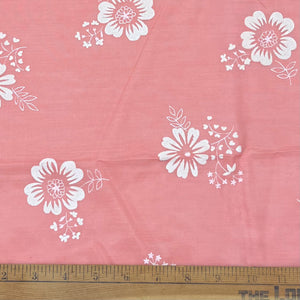 1970’s Peach with FLOCKED Florals - Poly/cotton
