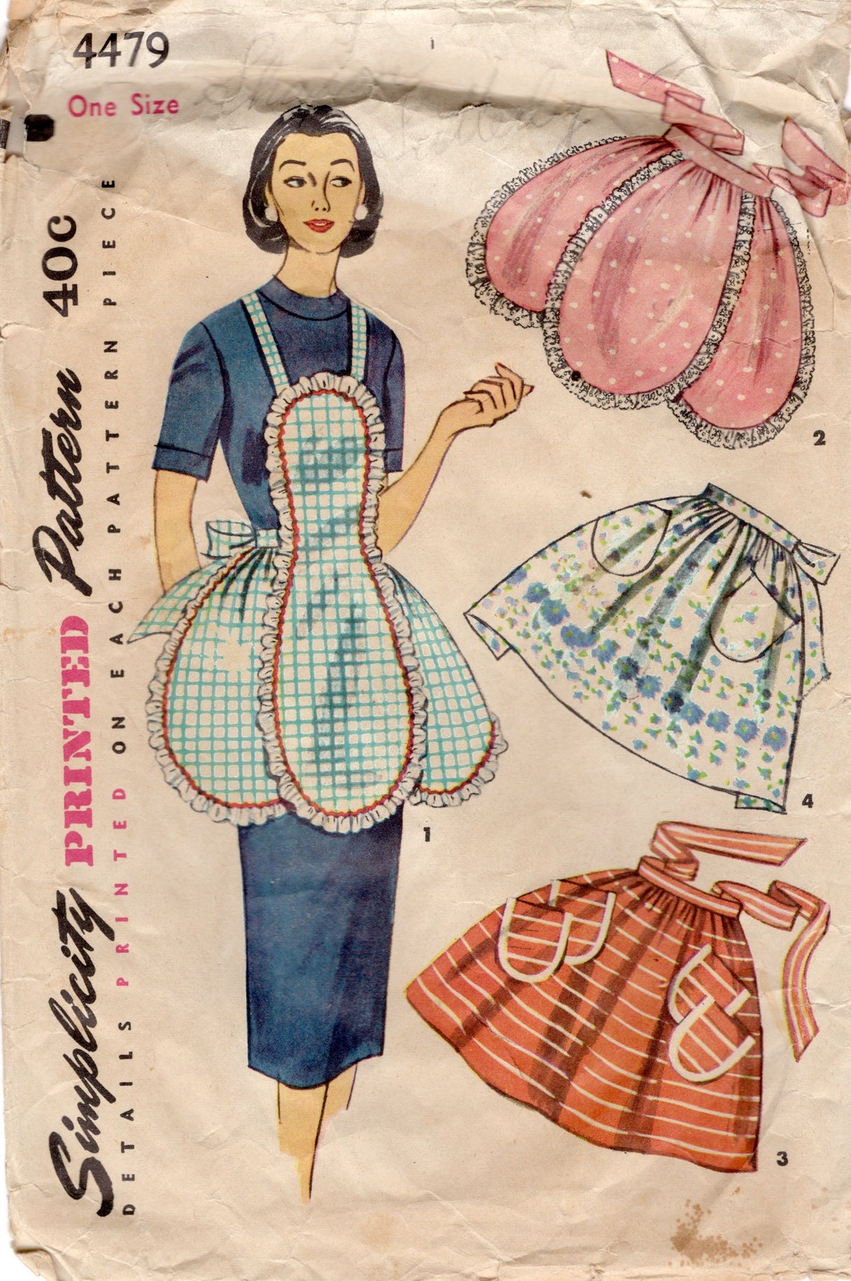 1950's Simplicity Full or Half Apron Patterns - One Size - No. 4479