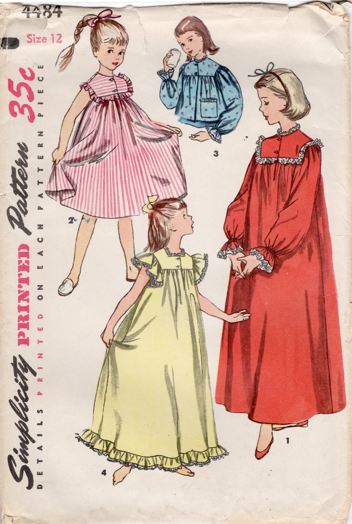 1950's Simplicity Child's Nightgown and Bed Jacket - Chest 30" - No. 4484