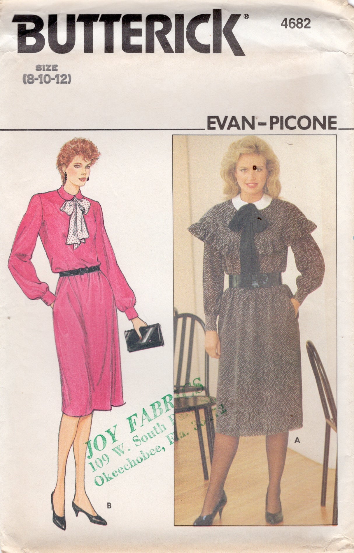 1980's Butterick Dress Pattern with Optional Capelet Accent - Bust 31.5-34" - No. 4682