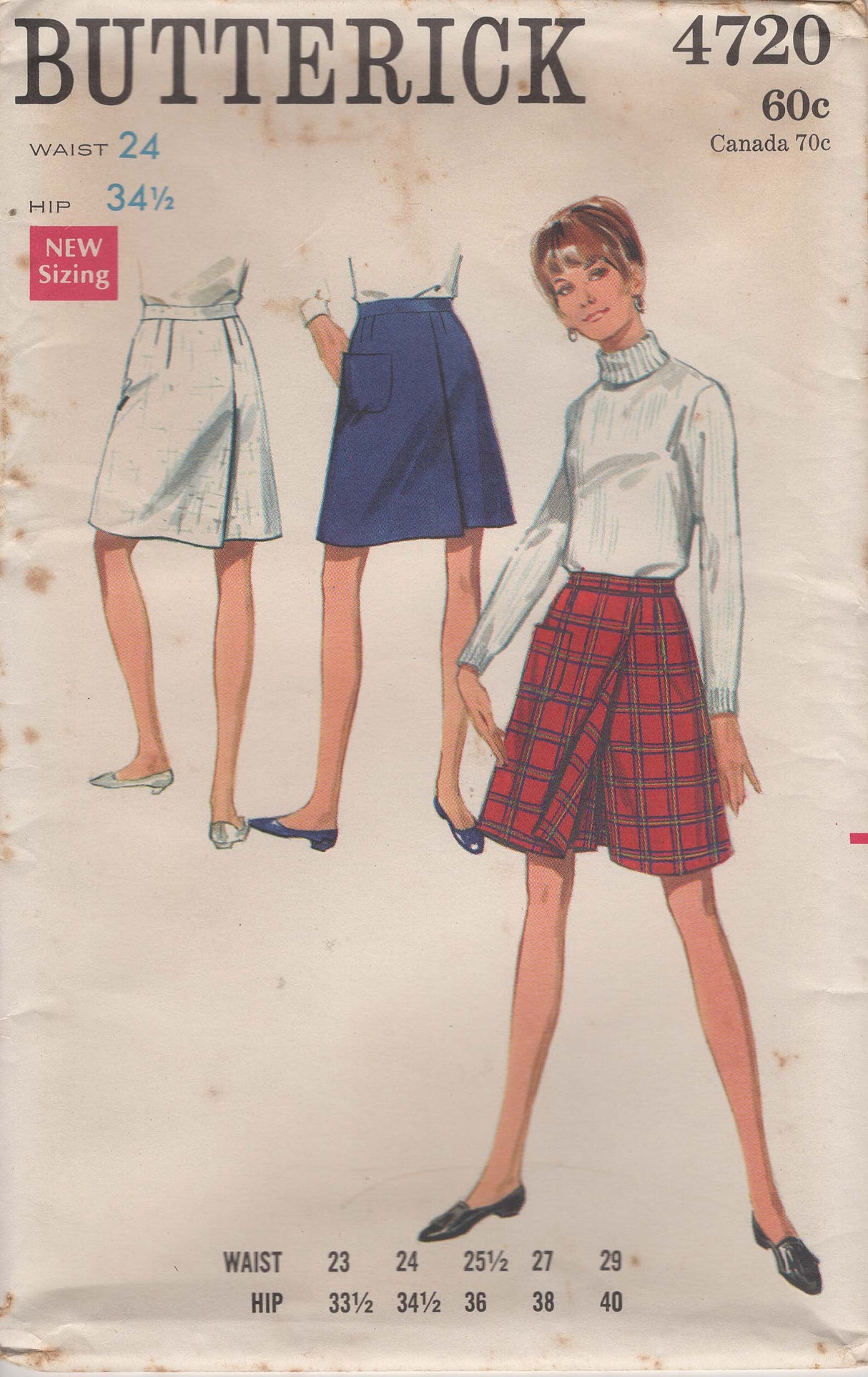 1960’s Butterick Wrap Skort Pattern – Waist 24” - No. 4720