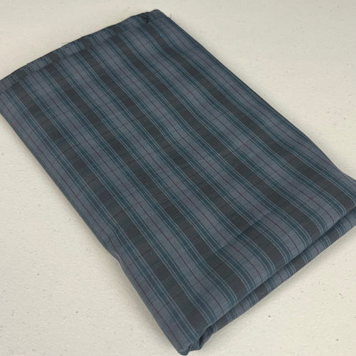 1970's Dark Blue Plaid Fabric - Cotton blend