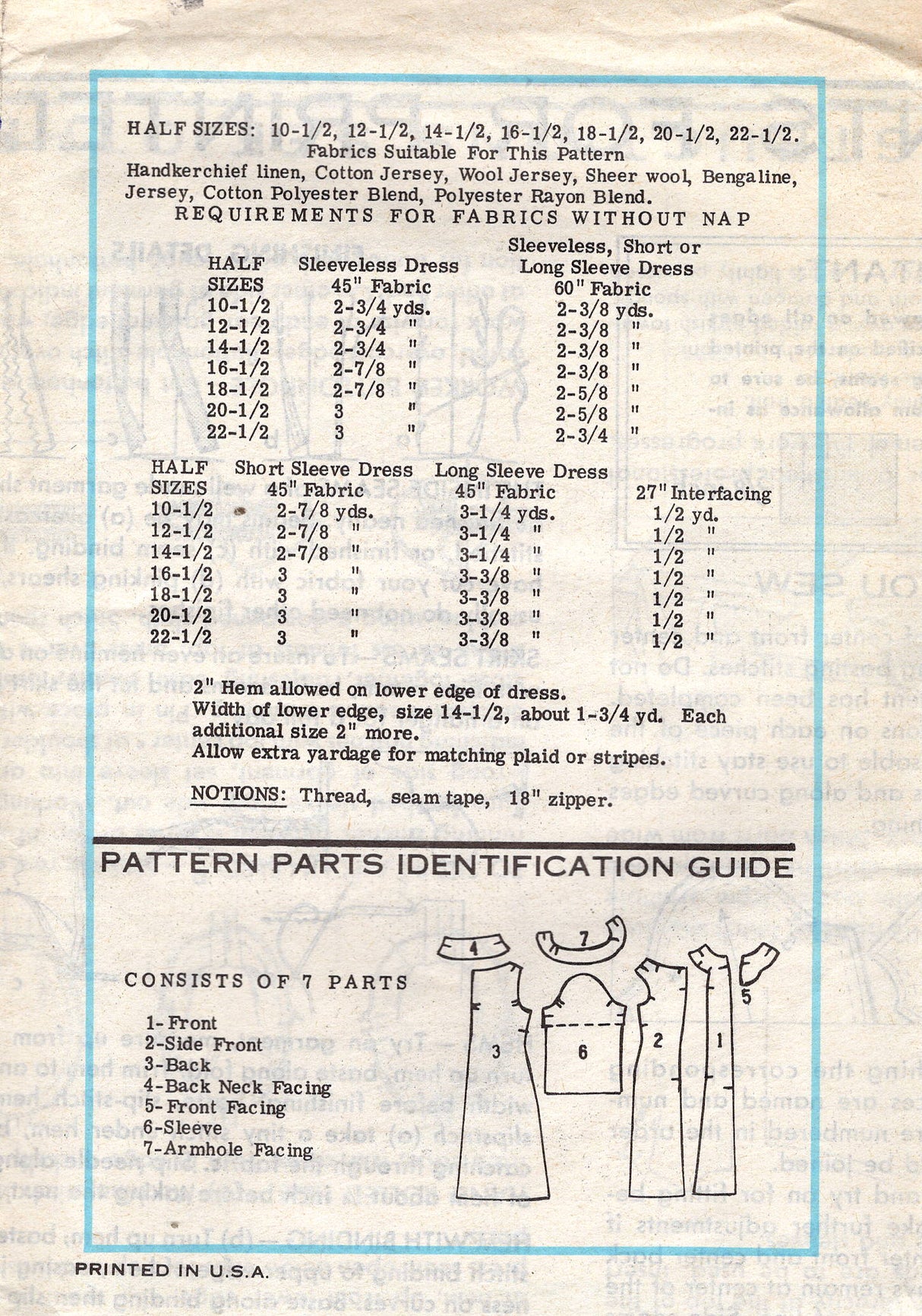 1980's Workbasket Zip Front Sheath Dress with Gathered Neckline - Bust 37" - No. 9237