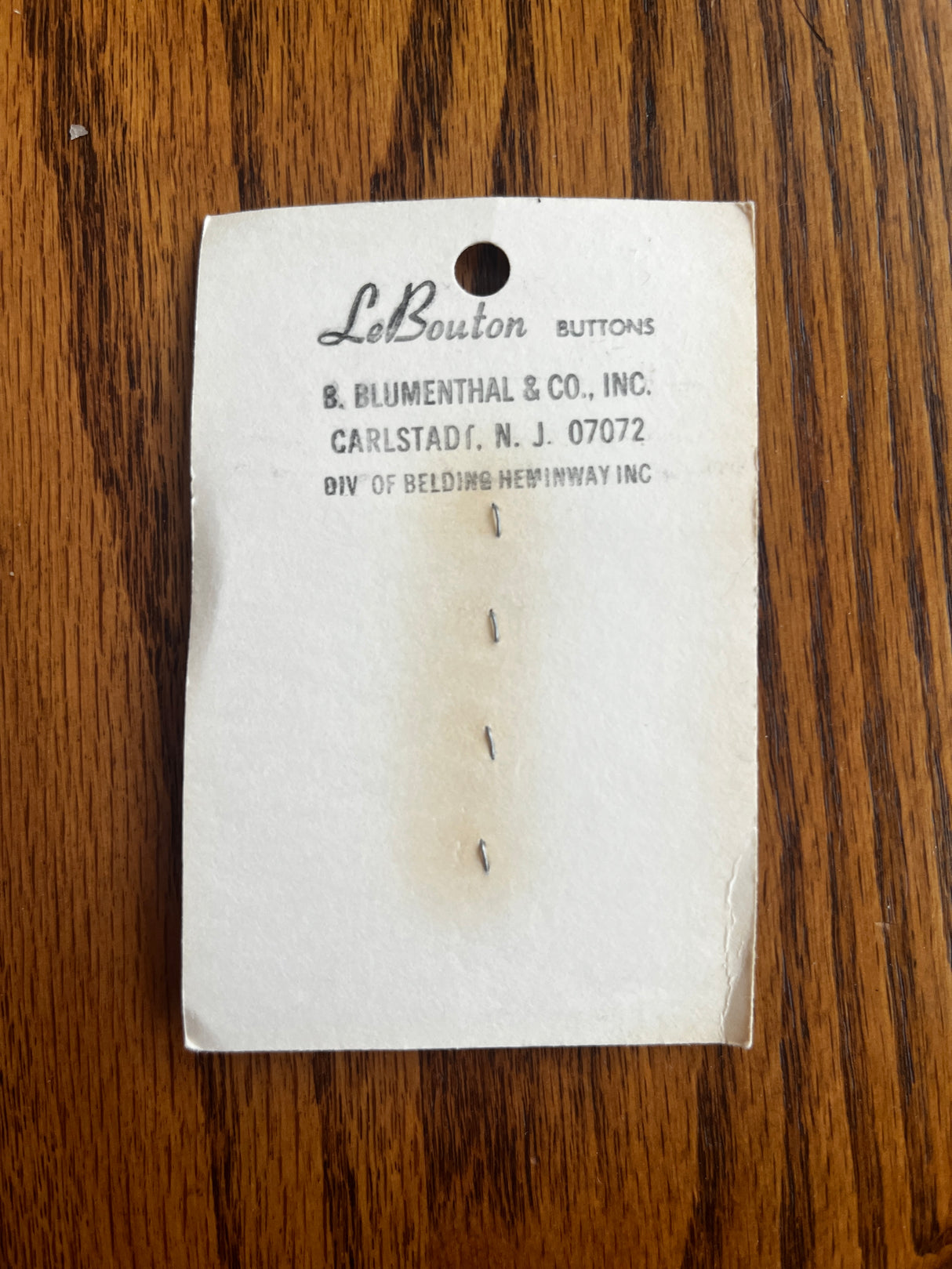 1980’s Le Bouton Light Blue Oval Plastic Button - Set of 4 - 1/2” - on card