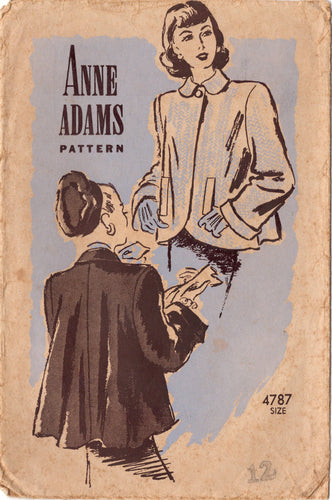 1940's Anne Adams Swing Coat or Jacket Pattern - Bust 30