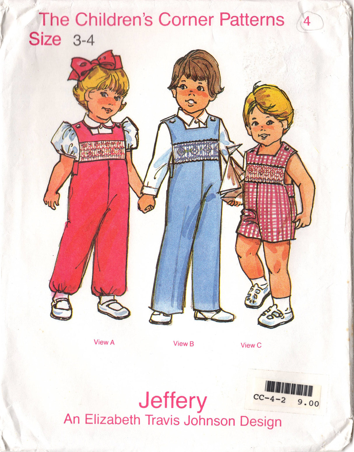 1980's Children's Corner Child's Smocked Romper and Overall Pattern - Size 3-4 years - No. 4