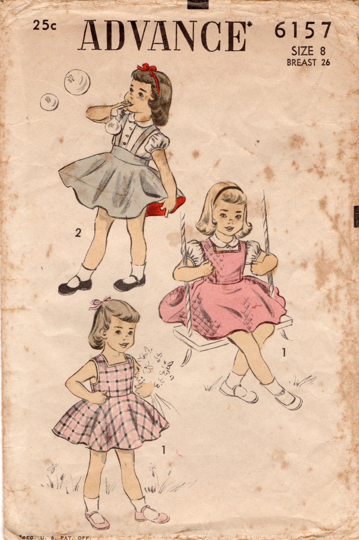 1950's Advance Child's Button Up Blouse and Suspender Skirt Pattern - Chest 26" - No. 6157