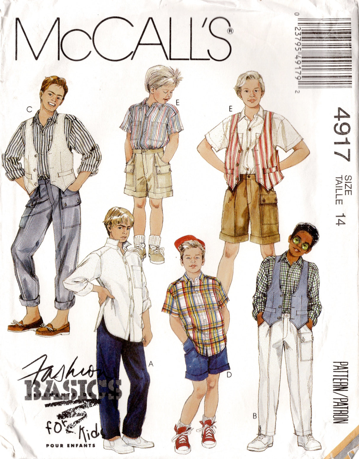 1990's McCall's Child's Vest, Shirt and Pants or Shorts Pattern - Chest 32" - No. 4917