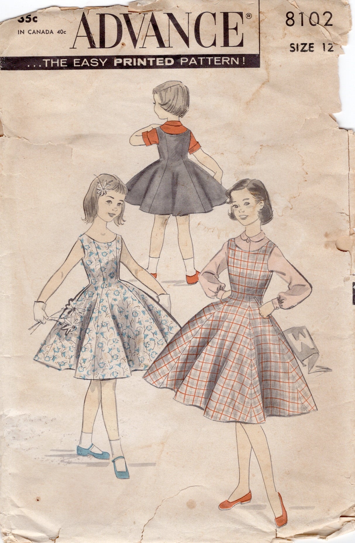 1950's Advance Child's Princess-line Dress and Button Up Shirt Pattern - Chest 30" - No. 8102