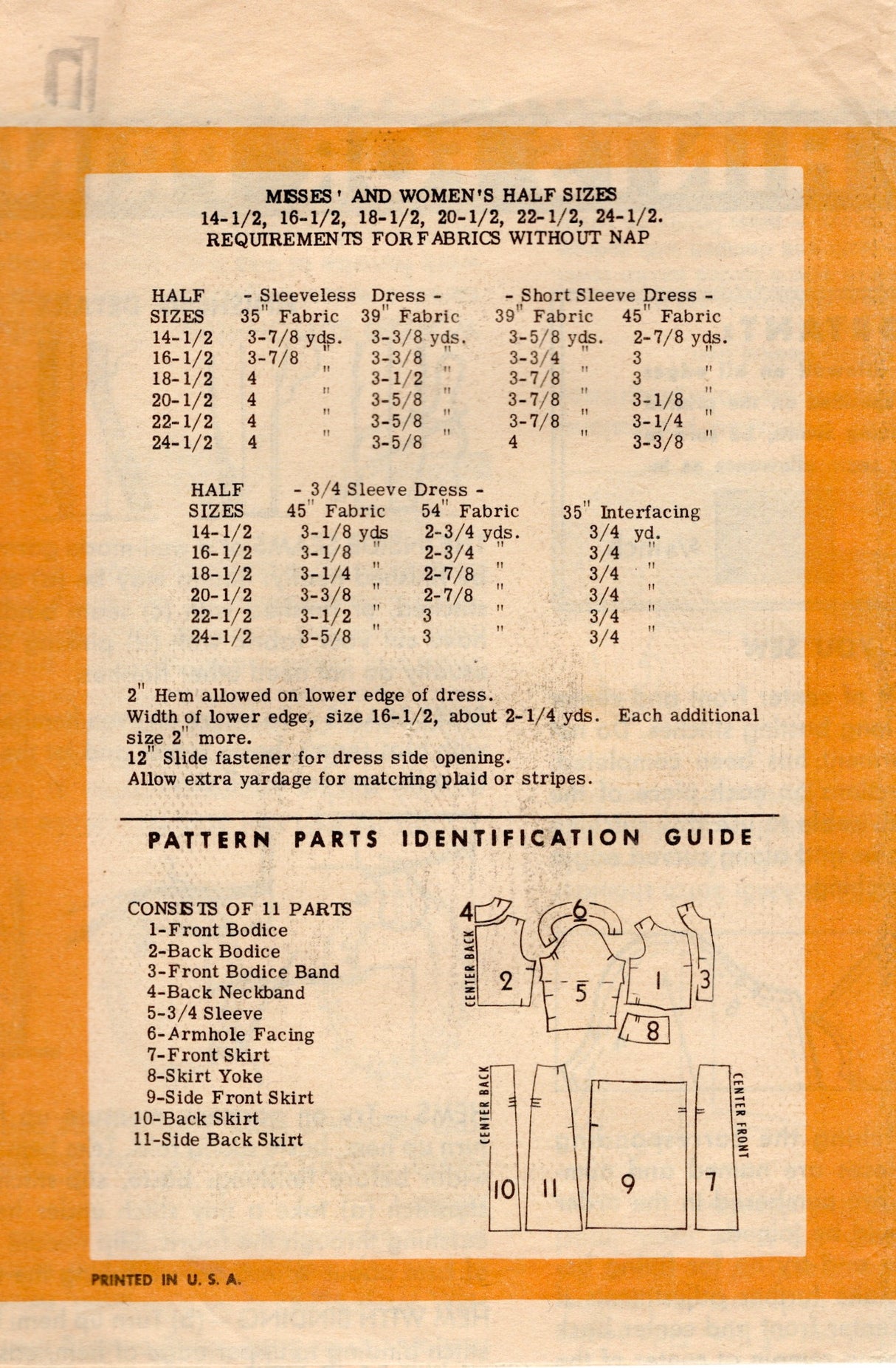 1960's Anne Adams Shirtwaist Dress Pattern with Skirt Yokes - Bust 43" - No. 4954