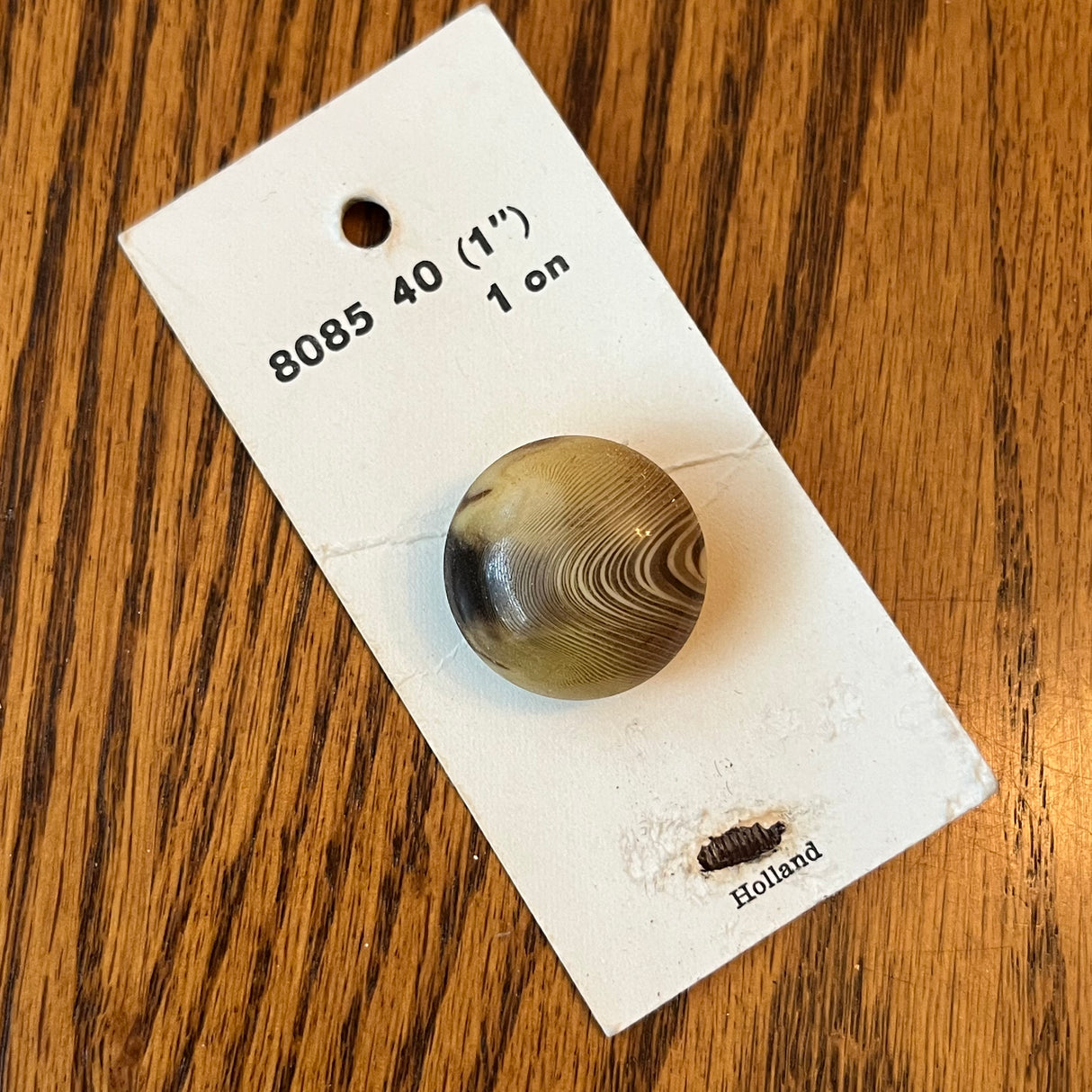 1960’s Vogue Plastic Round Buttons - Cream and Black - Size 40 - 1" - on card