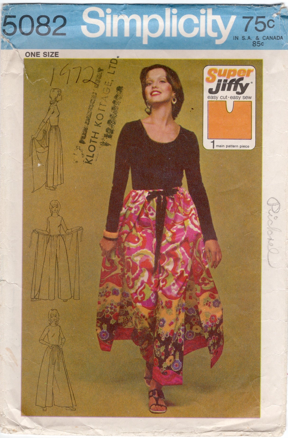 1970's Simplicity Wrap Pants Pattern - Waist 24-32" - No. 5082