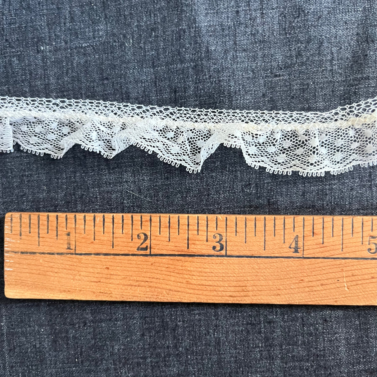 1970’s White Polka Dot Gathered Nylon Edge Lace - BTY