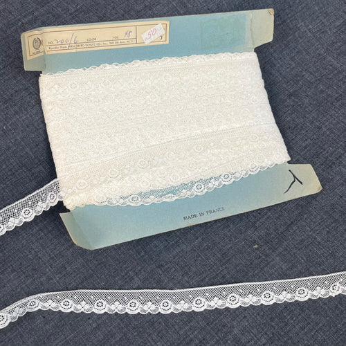 1970’s Small White Floral Scallop Edge Lace - No. 200/6 - Cotton - BTY