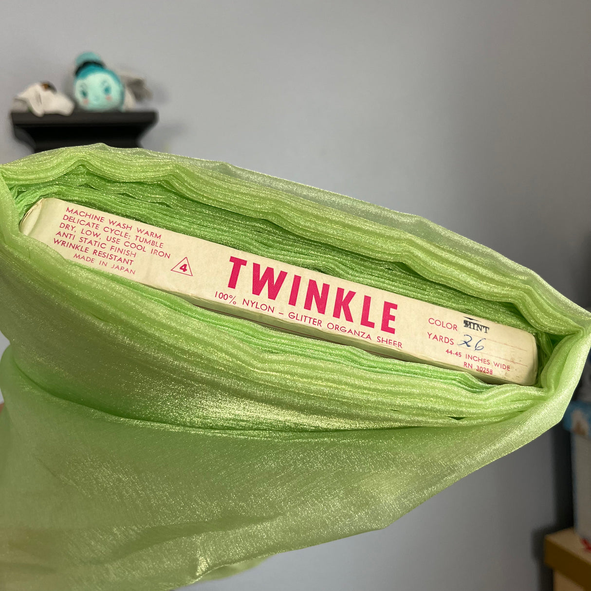 1970’s Mint Green “Glitter Organza” Fabric - BTY (T6)