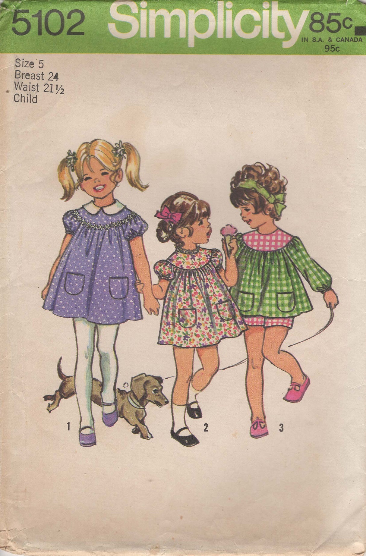 1970's Simplicity Child’s Yoked Smock-Dress and Shorts Pattern - Chest 24" - No. 5102