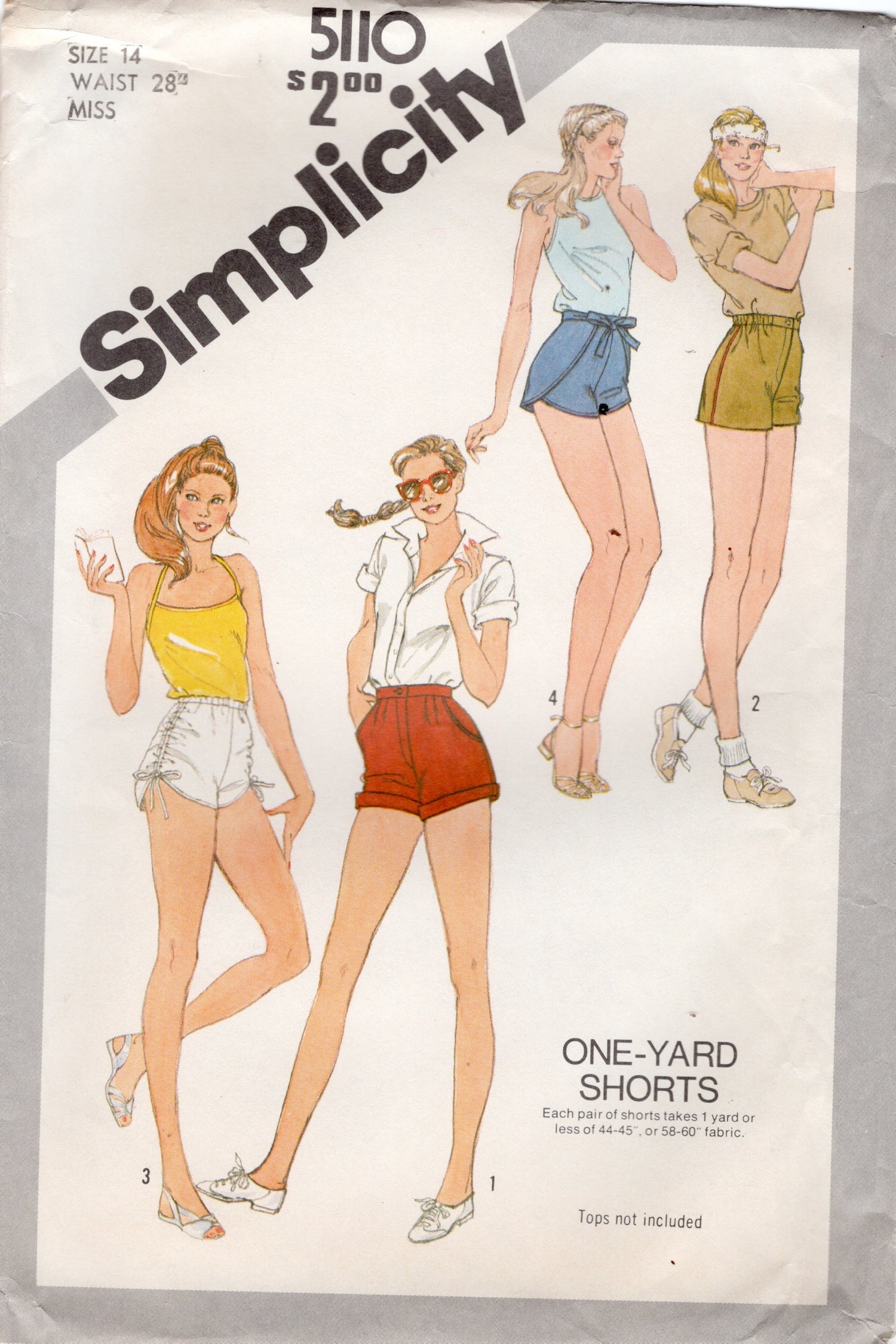1980’s Simplicity Short Shorts Pattern - Waist 28”- No.5110