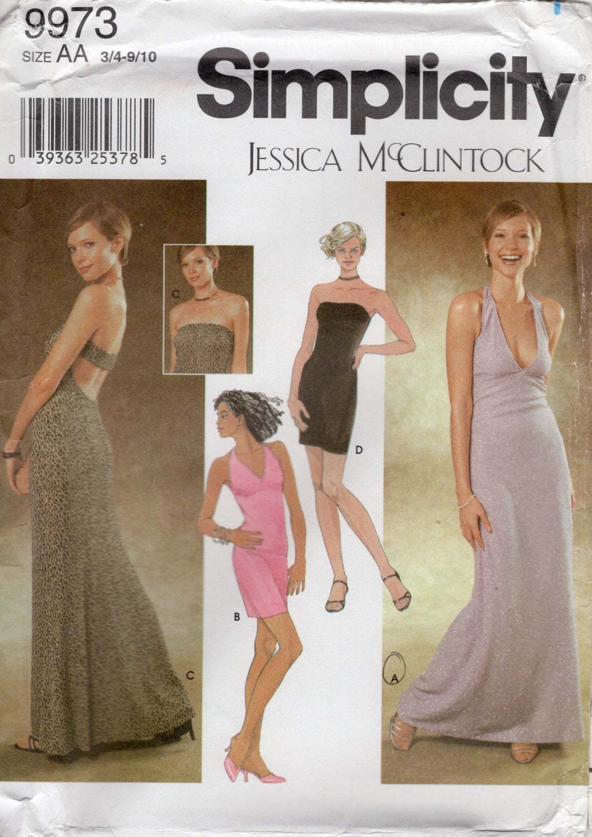 2000's Simplicity by Jessica McClintock Halter or Strapless Dress Pattern - Bust 28-32" - No. 9973