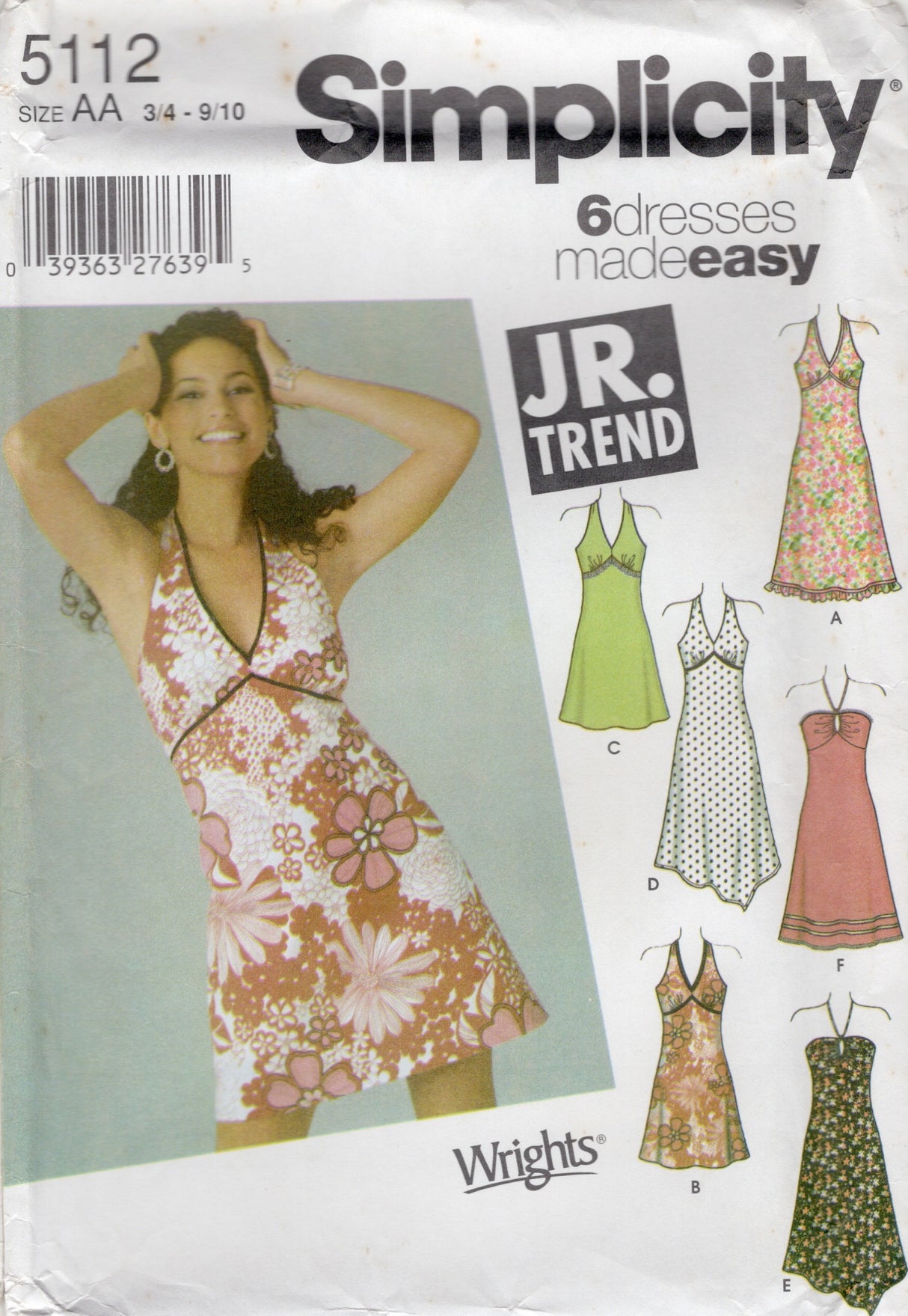 2000's Simplicity Halter Top Dress Pattern in 6 styles - Bust 28-32" - No. 5112
