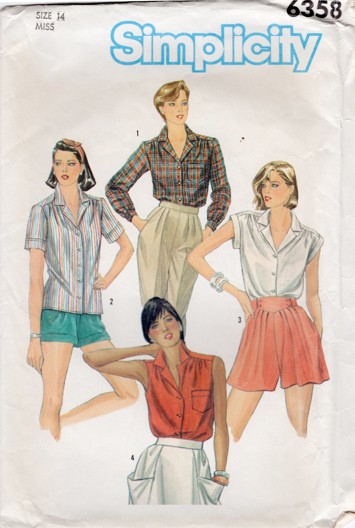 1980's Simplicity Button Up Shirt Pattern - Bust 36" - No. 6358