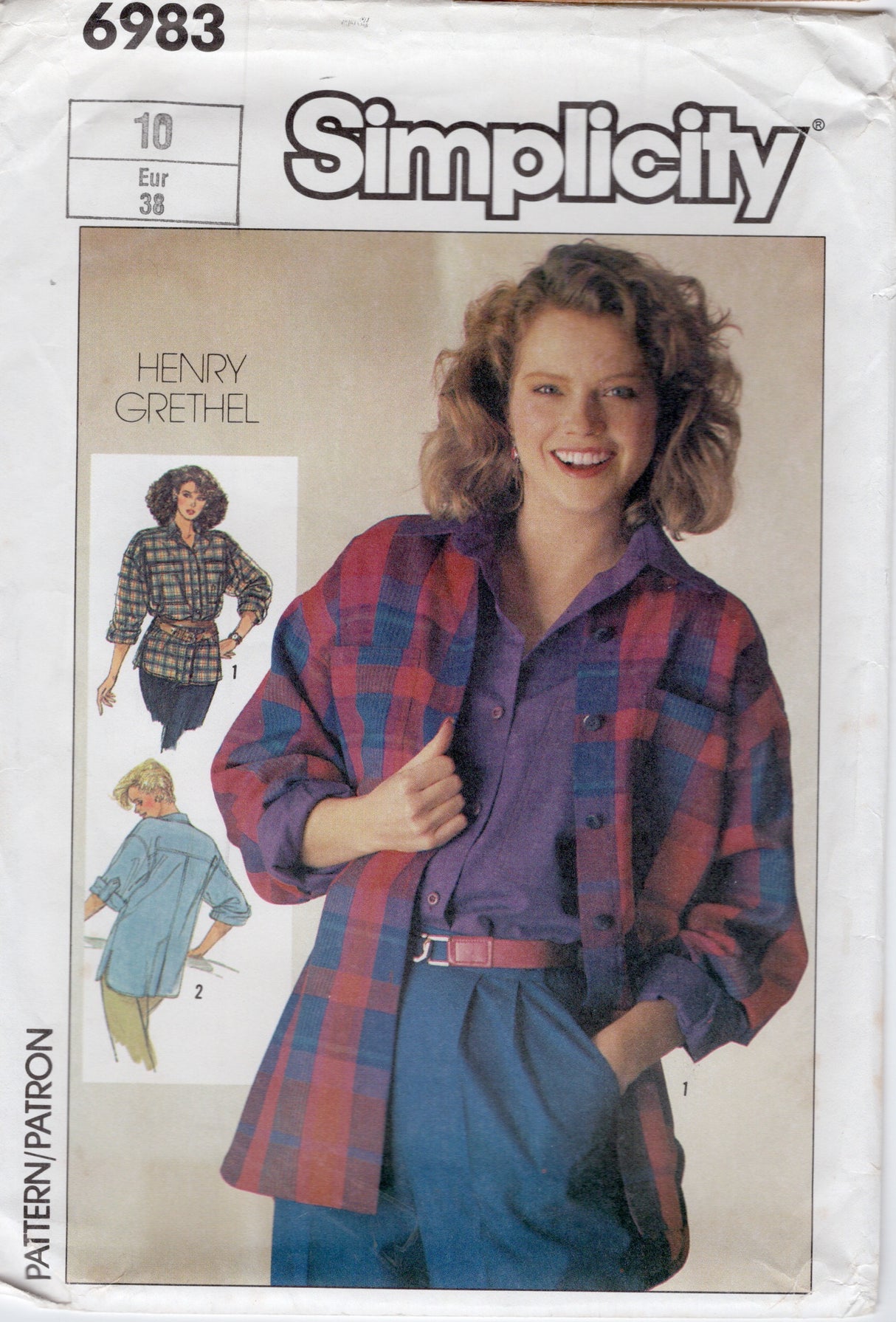 1980's Simplicity by Henry Grethel Loose Fitting Button Up Shirt Pattern - Bust 32.5" - No. 6983